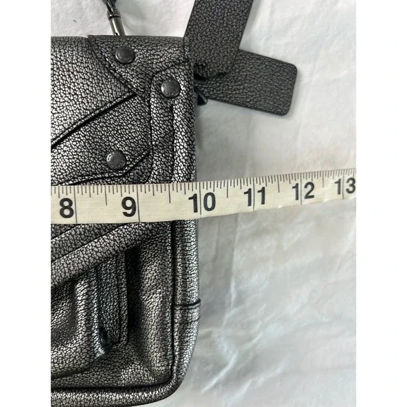 COACH Rhyder Crossbody Bag Metallic Pewter Pebbled Leather 34232 - Picture 9 of 12